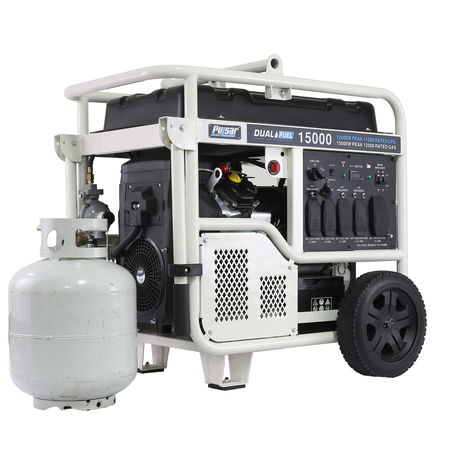 PULSAR Portable Generator, Gasoline/Liquid Propane, 12,000 W/11,000 W Rated, 15,000 W/13,500 W Surge PG15KVTWB